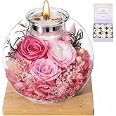 Valentines Day Rose Gifts for Her Birthday Gift for Women Mom Flowers for Delivery Preserved Flowers Forever Eternal Rose in Glass Dome with Scented Valentine Gifts for Daughter Wife Girlfriend, Pink