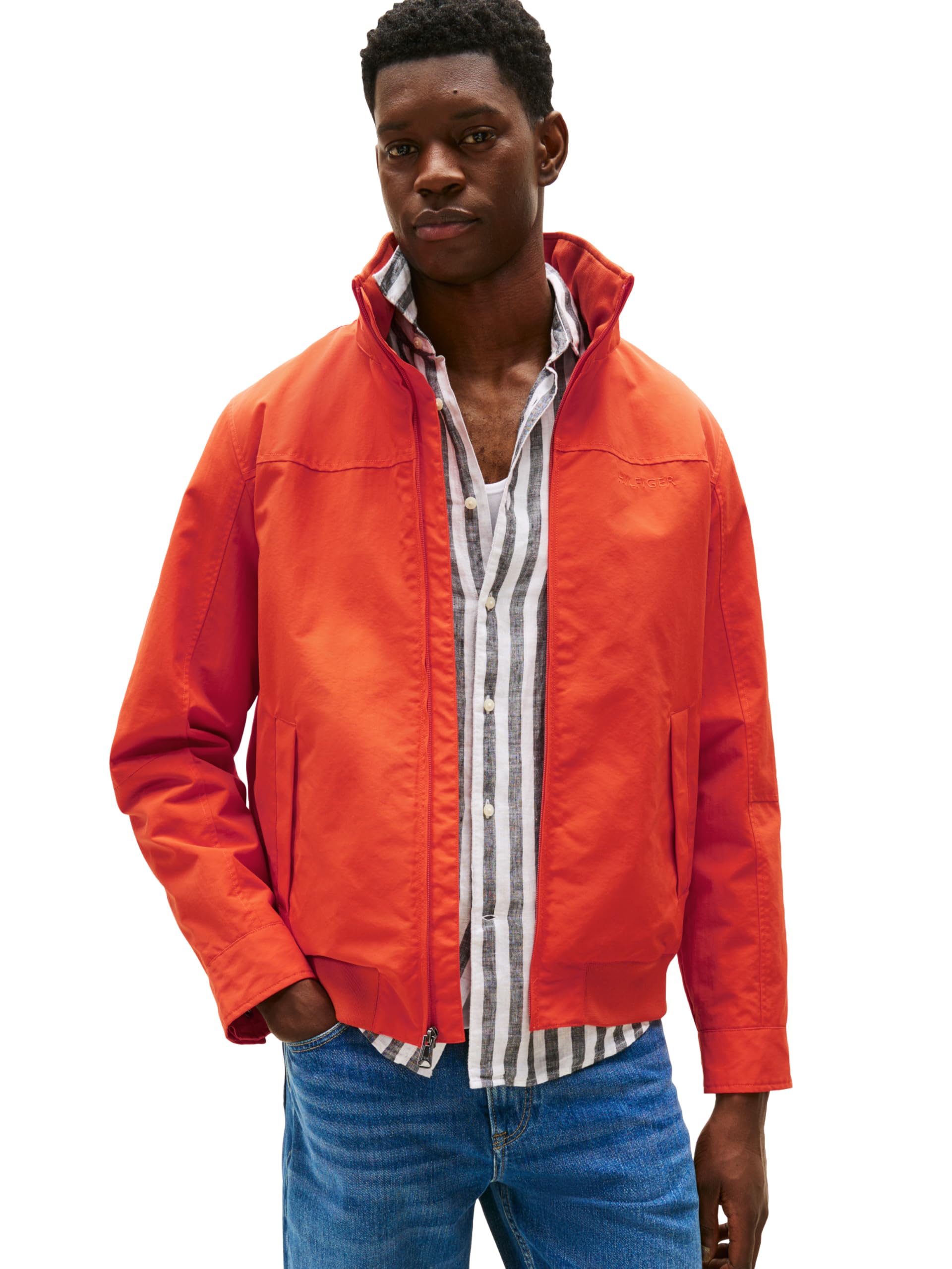 Tommy Hilfiger Men's Lightweight Waterproof Regatta Jacket, Brilliant Orange X-Small Image