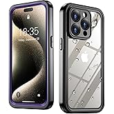 SPIDERCASE Only Designed for iPhone 15 Pro Max Case Waterproof, Built-in Lens & Screen Protector, Full Heavy Duty Protection, 12FT Military Shockproof, Dustproof, Anti-Scratched Phone Case, Purple