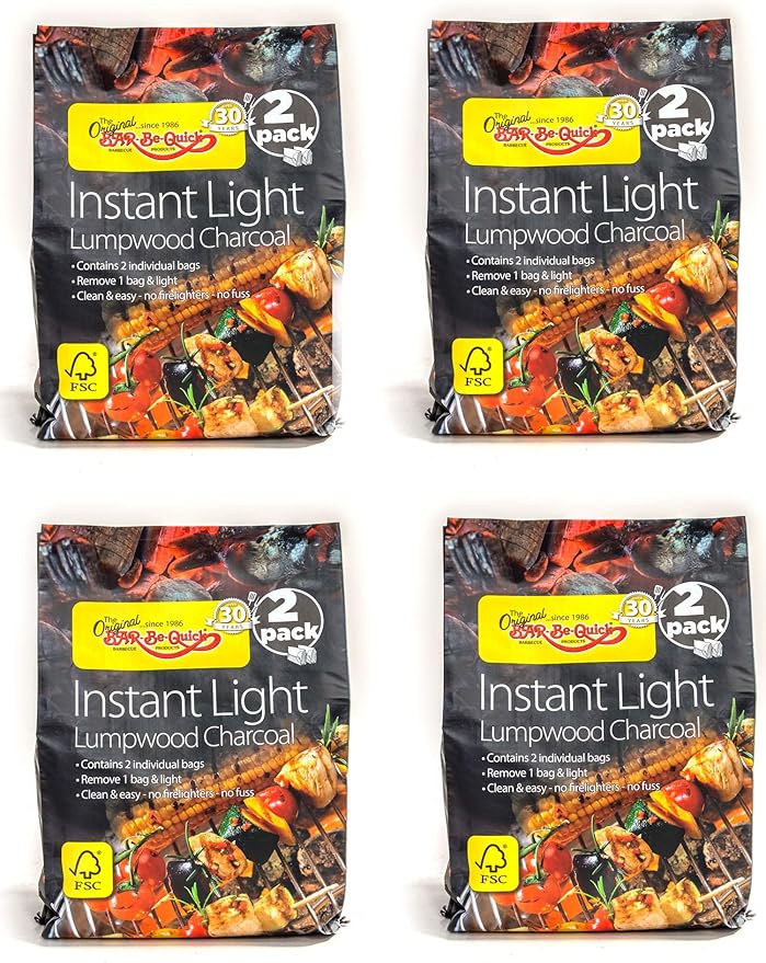 BarBeQuick Instant Light Lumpwood Charcoal, 2.7kg each pack (2 Pack x
