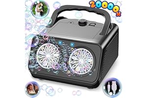Huge Wave Bubble Machine Automatic Bubble Blower, 26 Wands 20,000+ Bubbles Per/Min for Kids Toddlers, Bubble Maker Operated by Plug-in or Batteries Outdoor Toys for Birthday Wedding Party