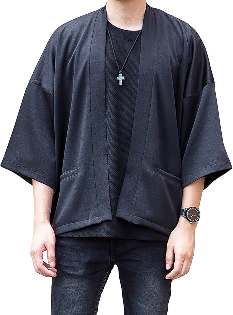 LOST IN BKK Mens Long Oversized Kimono Cardigan Noragi Street Jacket Haori Man Yukata Coat Down ...