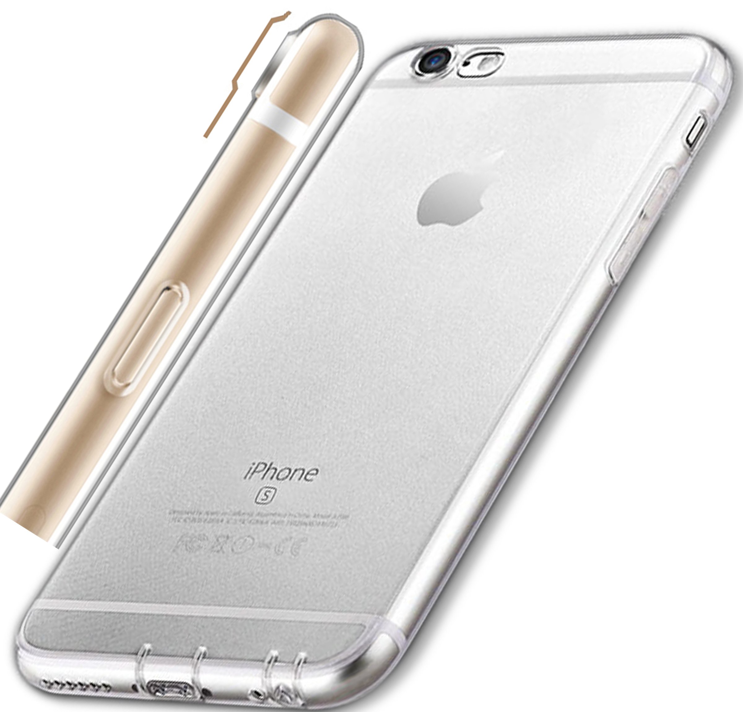 COVERbasics PROCAM 0.33mm per Apple iPhone 6 PLUS e 6s PLUS 5.5 con Bordo Proteggi Fotocamera e Tappi Antipolvere Cover Custodia Morbida Guscio Trasparente Silicone Gel Gomma TPU Sottile Ultra Slim