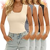 Sweetyweee 4 Pack Women's Thermal Tank Tops Sleeveless Underwear Base Layer Undershirt Camisole for Cold Weather