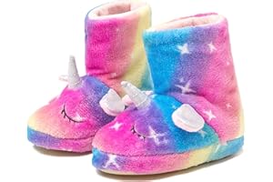 Ceruwum Girls Cute Warm Unicorn Boot Slippers Cozy Fluffy House Slides Booties
