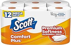 Scott ComfortPlus Toilet Paper, 12 Mega Rolls, 310 Sheets per Roll, Septic-Safe, 1-Ply Toilet Tissue