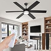Fanbulous 60 Inch Ceiling Fans with Lights, Farmhouse Large Ceiling Fans with Remote, Black&Brown Modern Ceiling Fan with LED Light, Quiet DC Motor for Living Room, Bedroom, Kitchen, Indoor