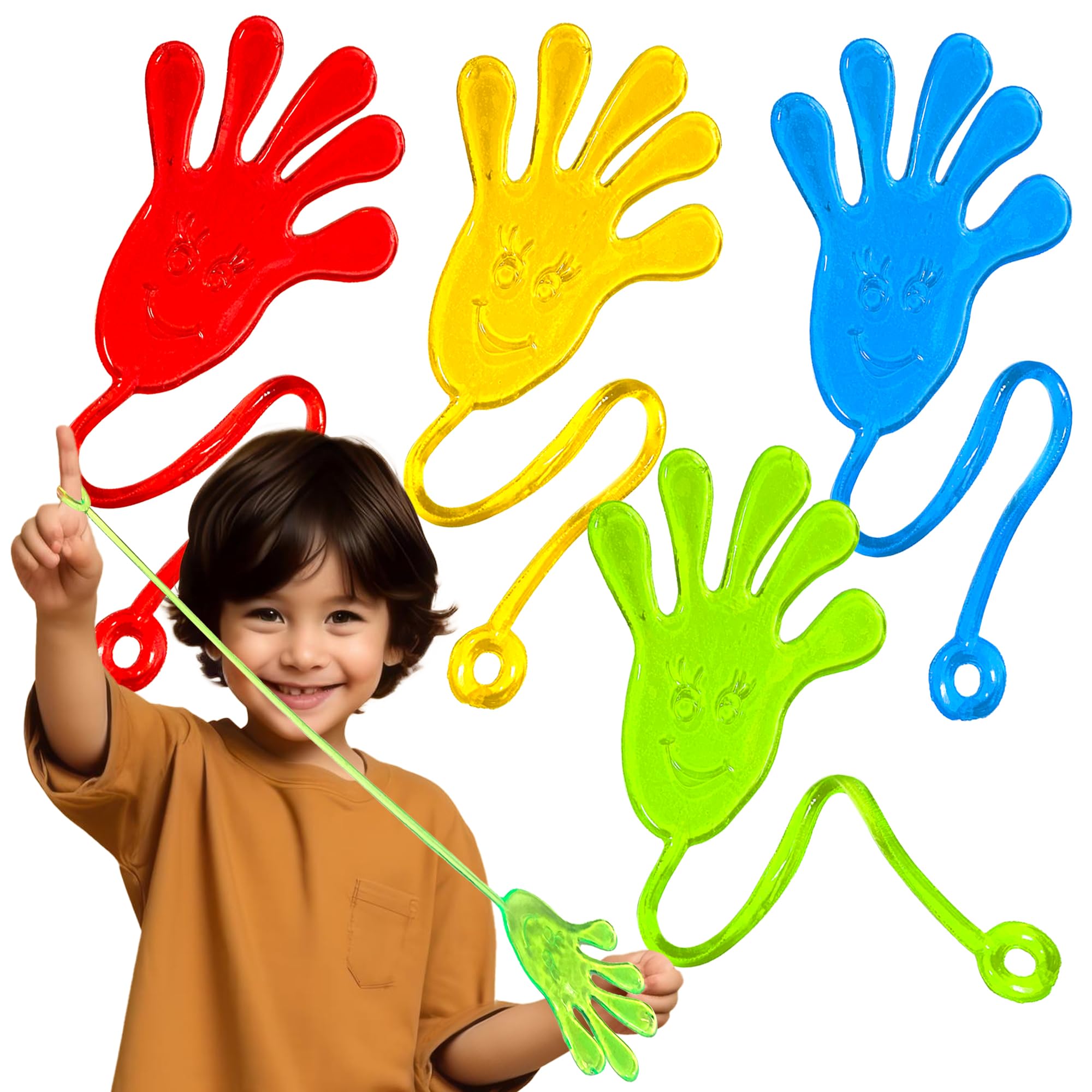 40 Pack Vibrant Sticky Hand Toys - Stretchy Party Favors for Birthdays, Classroom Prizes, Christmas Stocking Stuffers, Halloween Goodie Bags & Sensory Play (Assorted Colors)
