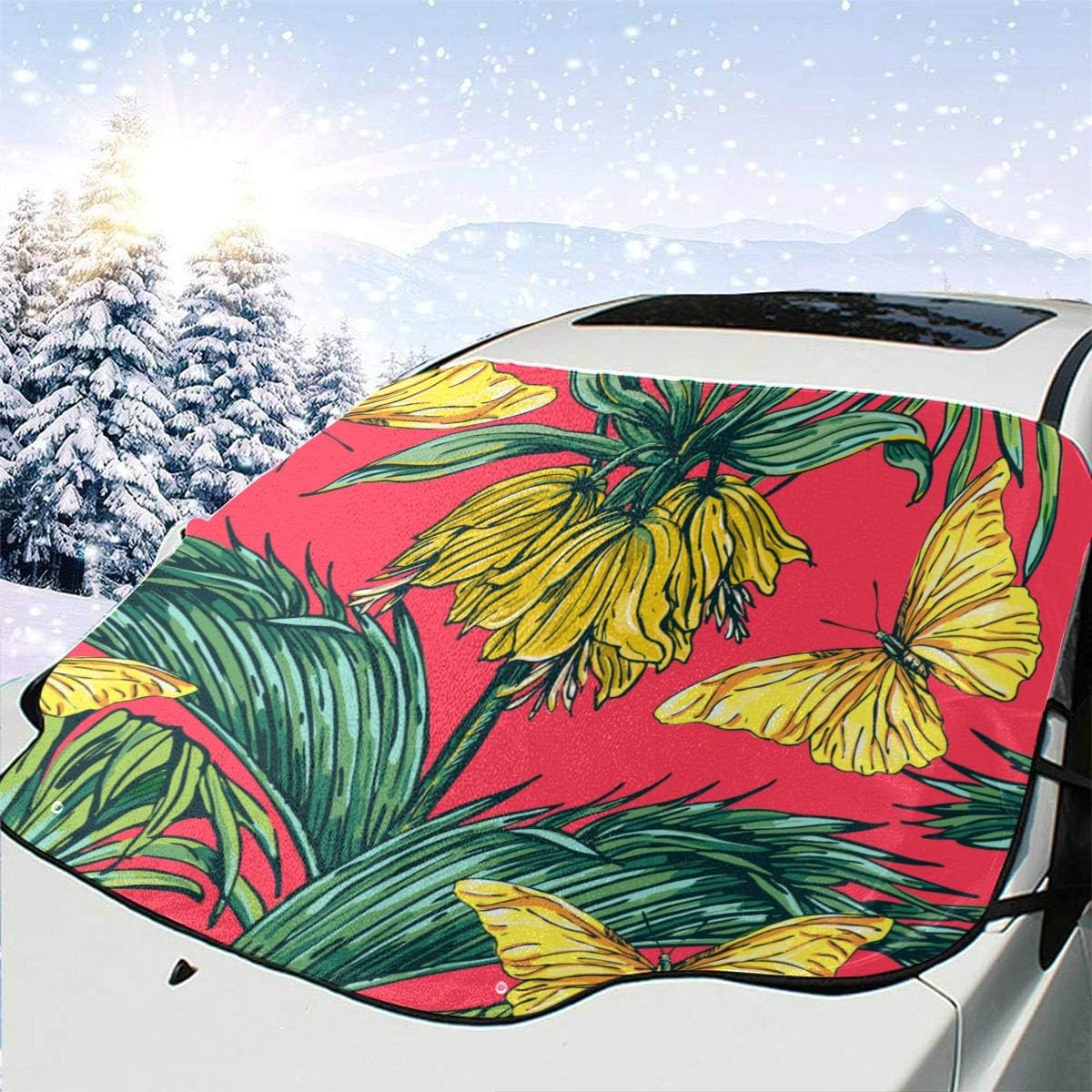 Funny Car Sun Shade Creative Yellow Colorful Bright Painting Car Windshield Sunshade