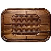 Ironwood Gourmet Gansevoort Large Carving Board, 16" x 24" Acacia Reversible Wood Cutting Board with Juice Groove and Grip Pad