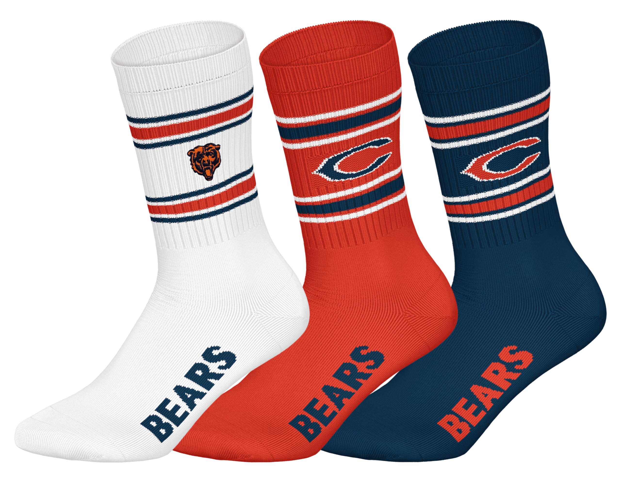 NFL Unisex Chicago Bears Crew Socks Sport Socks (Pack of 3)