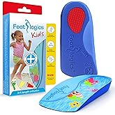 Footlogics Kids Orthotic Shoe Insoles with Arch Support for Children’s Heel Pain (Sever’s Disease), Growing Pains, Flat Feet - Children’s, Pair 3/4 Length (Small Kids 11-13, Blue)