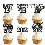 18pcs Black Glitter Dessert Cupcake Pick for