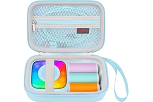 Elonbo Carrying Case for Lebt Mini Sticker Pocket Printer, Label Printer Portable Thermal Printer Travel Bag, Label Maker Machine Storage Holder, Mesh Pocket Fits Label Paper Rolls Tape, Blue