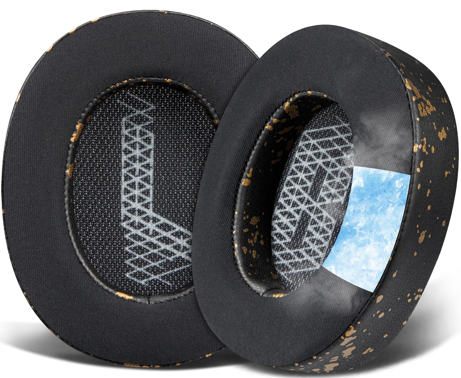 SOULWIT Cooling Gel Replacement Ear Pads for JBL Live 500BT/Live 500 BT Around-Ear Wireless Headphone, Earpads Cushions with Noise Isolation Foam - Black Gold