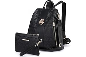 MKP COLLECTION Women Fashion Backpack Purse Multi Pockets Anti-Theft Rucksack Travel Shoulder Bag Handbag Set 2pcs