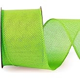 LaRibbons Burlap Ribbon Wired, 2.5 Inch x 12 Yards Neon Lime Green Burlap Fabric Ribbon for Spring Easter Crafts, Wreath, Bows, Gift Wrapping, Outdoor Decoration