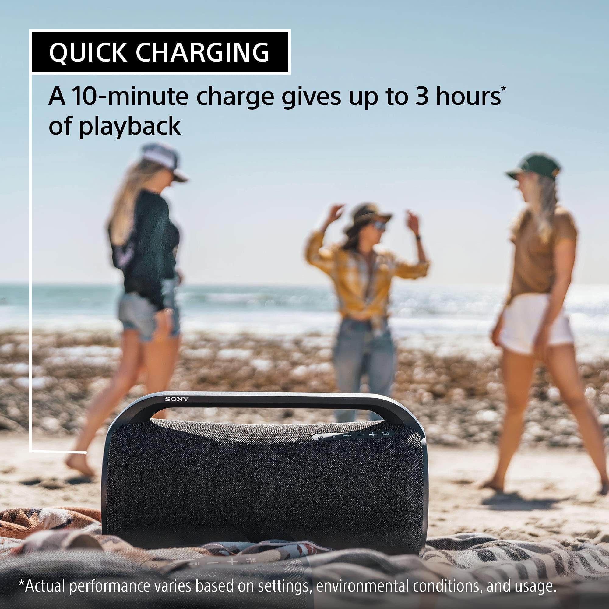 Sony SRS-XG500 X-Series Wireless Portable Bluetooth Boombox Party-Speaker with Big Powerful Sound, IP66 Water-resistant and Dustproof, 30 Hour-Battery, LED Ring Lighting for Home and Outdoor