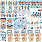 WPAZH 130Pcs Birthday Party Favors Decorations Bubbles Stamps Stars Balloons Keychains Goodie Bags Cards Wristbands for Theme Decor Gift Supplies