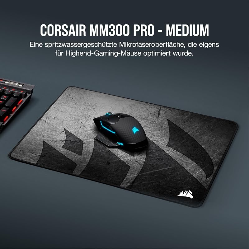 MM300 PRO Premium-Gaming-Mauspad aus Stoff - Medium, Schwarz/Grau