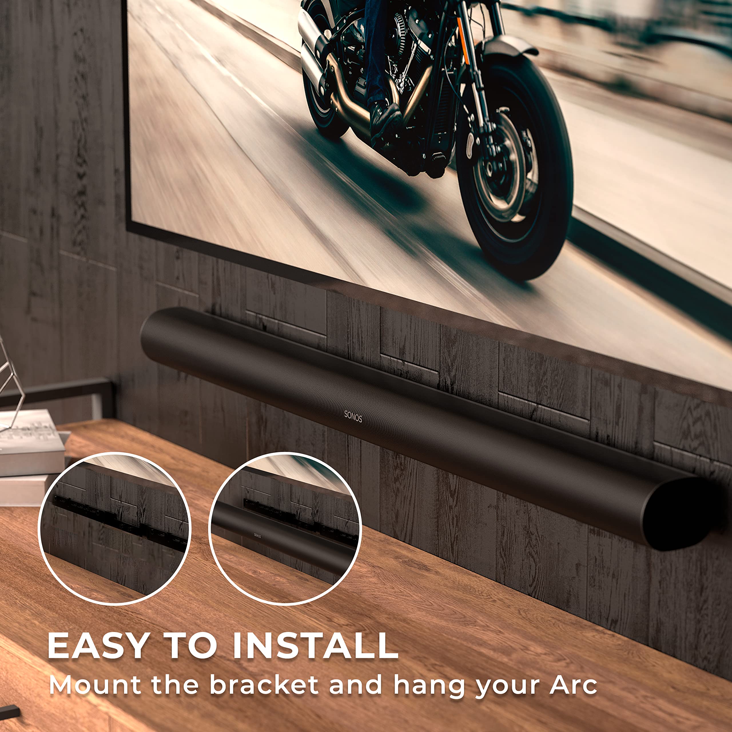 HumanCentric Wall Mount Compatible with Sonos Arc and Sonos Arc Ultra Sound Bar Only (Black), Mount on Wall Under TV, Floating Style, Hidden Design, Hardware Included