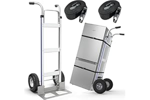 SuZhi Large Wheel Hand Truck/Two Wheel Appliance Dolly Cart with 2 Straps / 600lb Load/Heavy Duty/for Equipment/Furniture/Electrical Appliances/Large Cartons/Warehouse