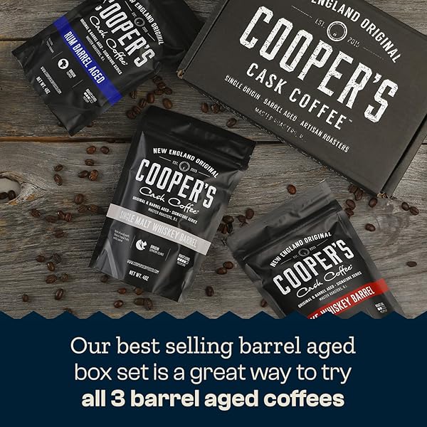 BOURBON BARREL AGED COFFEE GROUND SET, SINGLE ORIGIN SUMATRA WHISKEY, ETHIOPIAN RYE, RWANDA RUM ROASTED COFFEE BEANS (GROUND, 4 OUNCE (PACK OF 3))