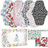 PHOGARY 7 Packs Reusable Menstrual Pads, Breathable Mesh Surface Cloth Sanitary Pads for Heavy Flow with Wet Bag, Washable Overnight Cloth Panty Liners with Wings for Women