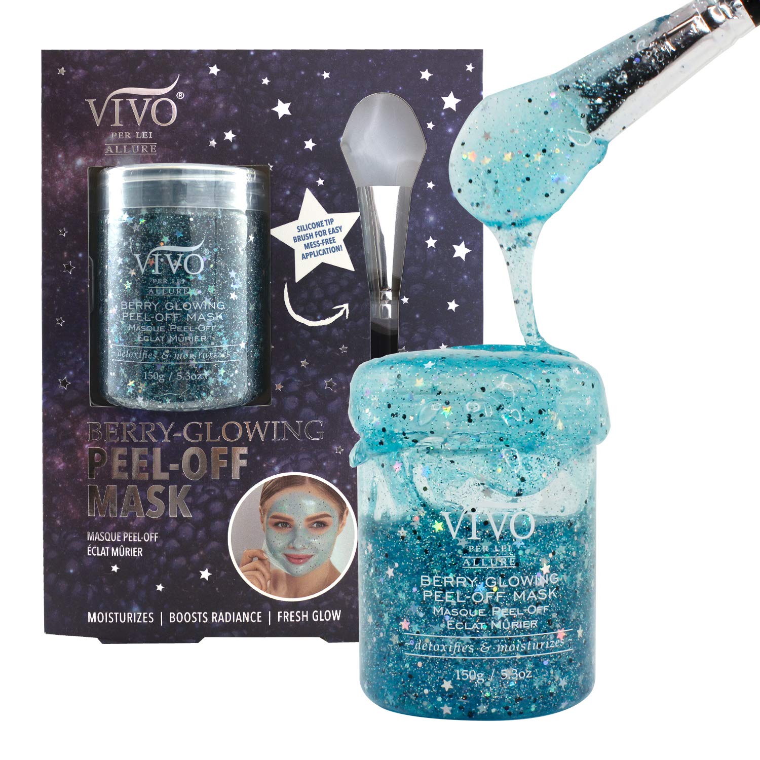 Berry Glow Peel Off Mask – Brighten Skin with this Anti-Aging Mask - Blackberry Mask with Hyaluronic Acid and Jojoba Oil from Vivo Per Lei – Moisturizing Mask – 150 g / 5.3 oz