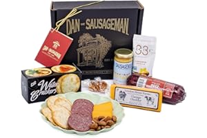 Dan the Sausageman’s Tasting Assortment with Natural Smoked Sausage, Swiss Cheese, Seasoned Pretzels and Sweet Hot Mustard