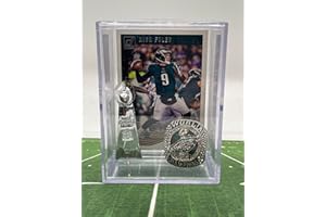 PRO SET Philadelphia Eagles 2018 Super Bowl LII Replica Championship Ring & mini Lombardi Trophy Shadowbox w/Nick Foles Card