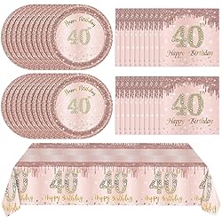 41Pcs 40th Birthday Decorations, Rose Gold Birthday