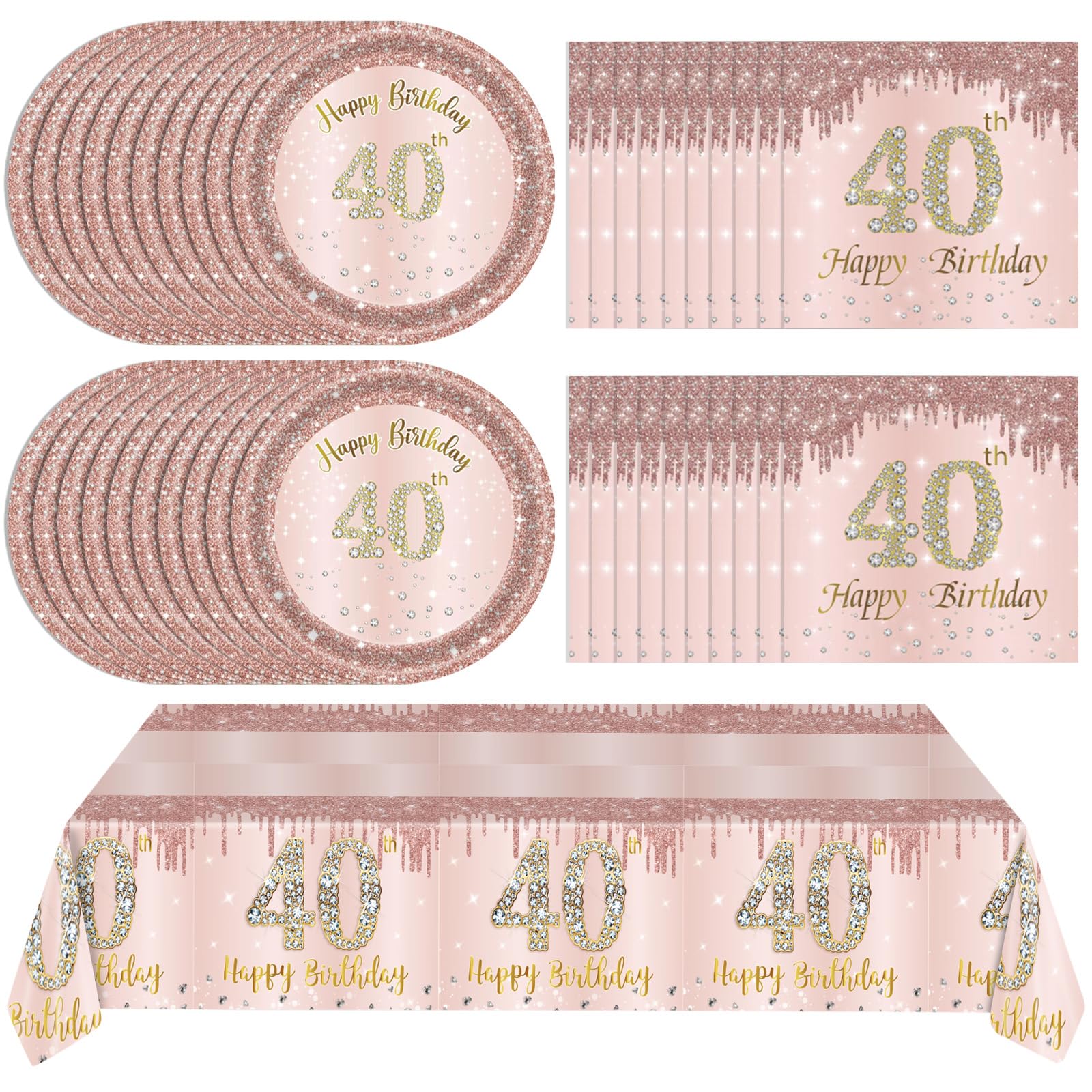 41Pcs 40th Birthday Decorations, Rose Gold Birthday