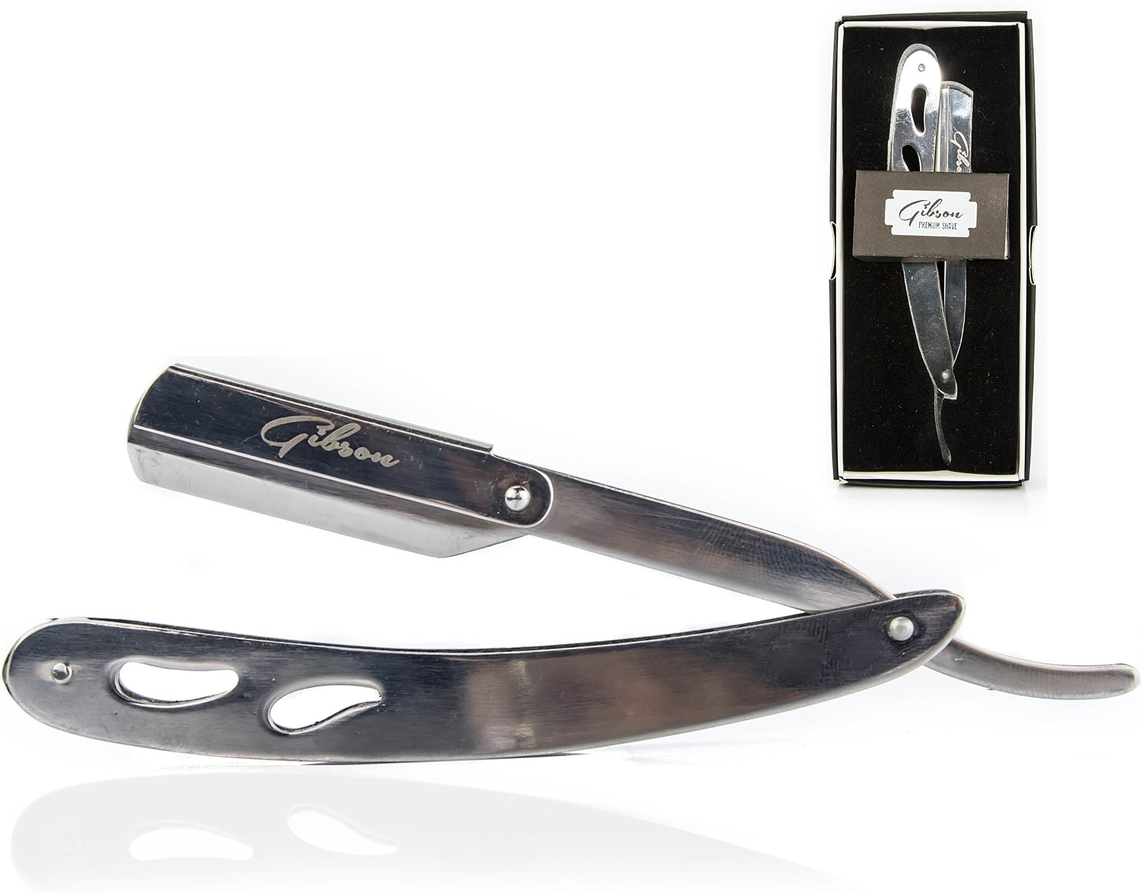 Gibson Premium Straight Razor With 20 Replacement Blades (Stainless Steel)