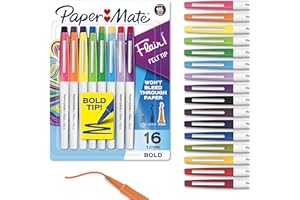 Paper Mate Flair Pens Felt Tip Pens Bold Tip (1.2 mm) Assorted Colors 16 Count