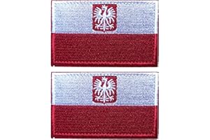 EmWoot 2PCS Poland Flag Emblem Patch Embroidered Morale Patch Military Tactical Patches Hook and Loop(Eagle)