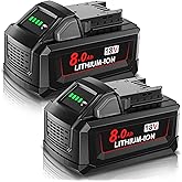 2Pack 8.0Ah Replacement for Milwaukee M18 Battery 18V Lithium Compatible with Milwaukee M-18 Battery 48-11-1865 48-11-1850 48-11-1860 48-11-1865 48-11-1852 48-11-1840 48-11-1862 Cordless Power Tools