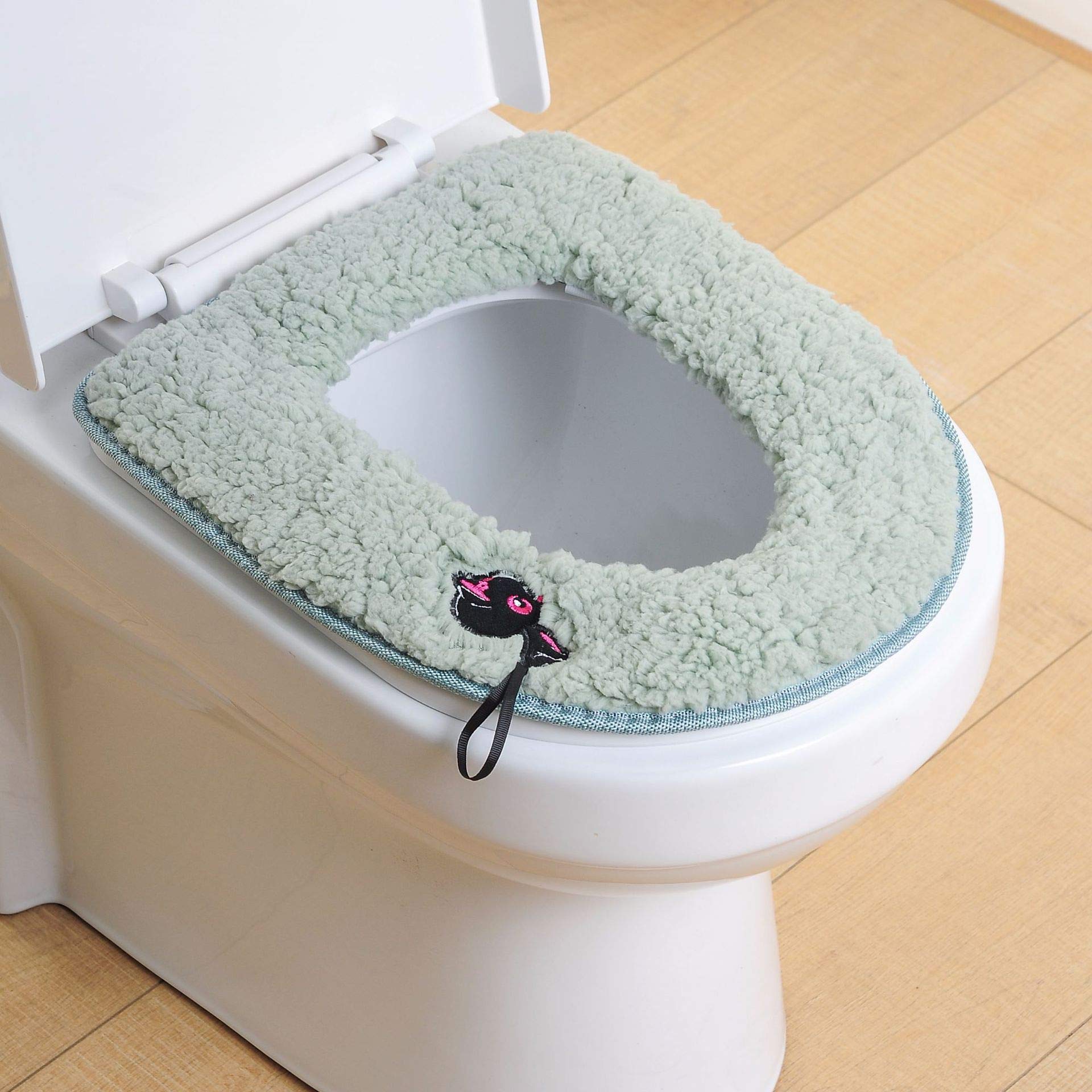 2PcsToilet Seats, soft Home Toilet Seat Cushion with Hanging Loop Bathroom Soft and Warm Washable Toilet Seats pads