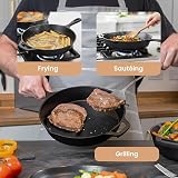 nuovva Pre Seasoned Cast Iron Dutch Oven 2in1 Combo Cooker 3.2 Qt 10.25" Skillet view 6