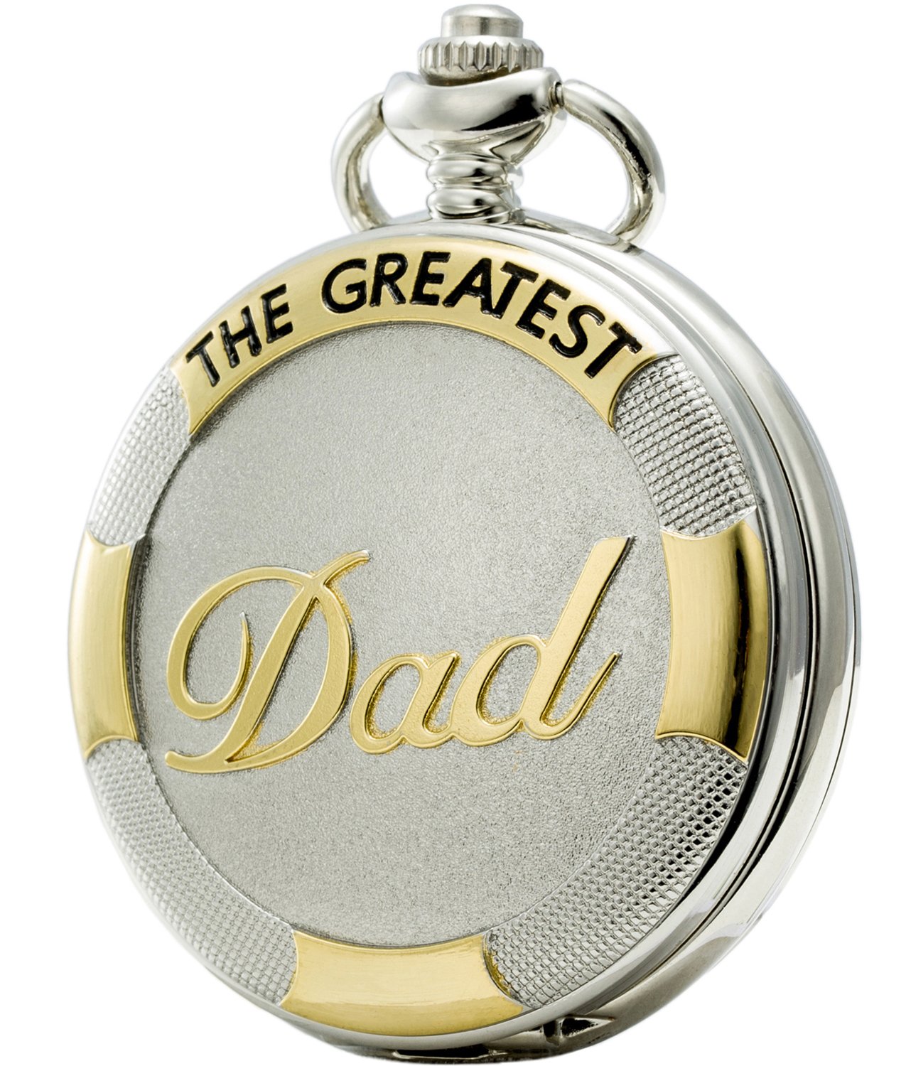 SEWOR Father\'s Day Quartz Pocket Watch Shell Dial Gold & Sliver Case Family Xmas Gift (DAD)