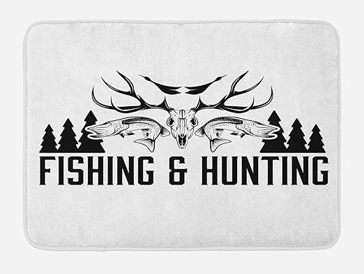 Amazon Com Ambesonne Hunting Bath Mat Hunting And Fishing In