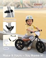 KRIDDO Toddler Balance Bike 12 Inch Adjustable Seat Handlebar 110 lbs Black view 4
