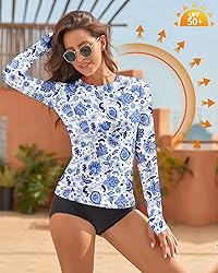 WOWENY Women Rash Guard Long Sleeve Swimsuit Top