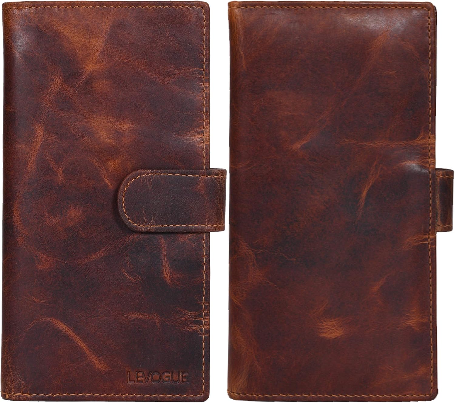 LEVOGUE-Premium Quality Leather RFID Unisex Checkbook cover-Duplicate Checks RFID Card Standard Register with pen inserts, Cognac Vintage, Small at  Women’s Clothing store