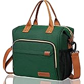 TuErCao Insulated Lunch Bag Adult Lunch Box for Women for Work Leakproof Soft Cooler for Beach Travel Picnic, Dark Green