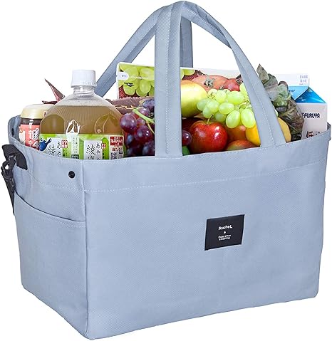 Amazon Ikuchel レジカゴ 保冷 エコバッグ 買い物バッグ 大容量 れじかご ショッピングバッグ 折りたたみ 撥水 ライトグレー ランチ バッグ ランチ巾着 ランチベルト オンライン通販