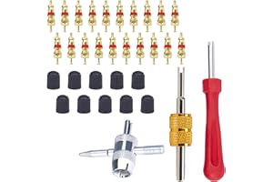 ecocstm 2 PCS Tire Valve Stem Removal Tool with 20 PCS Valve Cores, 10 PCS Tire Valves Caps, 1 PCS 4-Way Valves Tool, Car Accessories Tires Repair Tools Universal for All Cars (33 PCS)