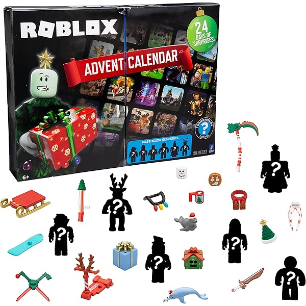 Amazon.com: Roblox Holiday Advent Calendar for Kids, 24 Day Gift Playset -  Toy Set Includes 6 Figures, 18 Accessories, 2 Redeemable Codes & More - 30  Pieces Total - Christmas Gift for