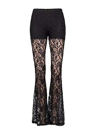 black lace flare trousers