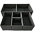 Sodynee Foldable Cloth Storage Box Closet Dresser Drawer Organizer Cube Basket Bins Containers Divider with Drawers for Underwear, Bras, Socks, Ties, Scarves, 6 Pack, Grey